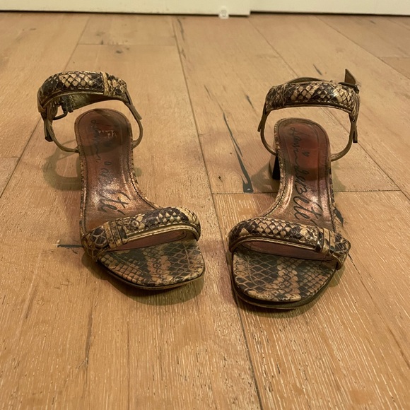 Lanvin Leather Snake Print with Gold Heel - Picture 3 of 6